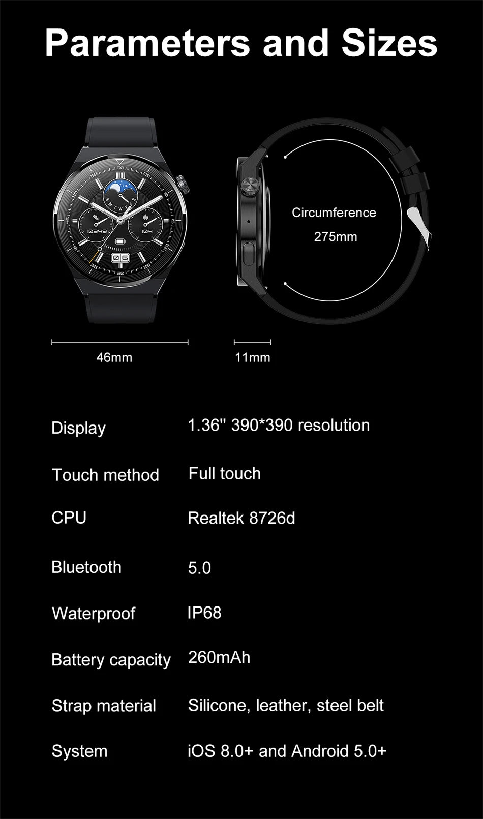 GT Series Smart Watch Men/Women HD-Screen, Bluetooth Call, GPS Tracker, Heart Rate, Waterproof Smart-Watch 2024 New Bracelet