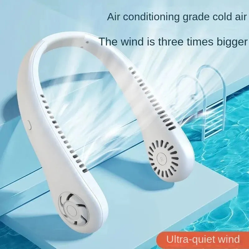 Original Hanging Neck Fan No Page Bib USB Charging Long Life Large Capacity Portable Quiet Cool Air Mini Small Fan Outdoor Sport