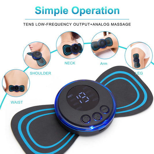 Electric EMS Neck Massager Mini Cervical Back Patch Stimulator Massageador Mat Portable Gel Pad Stickers Slim